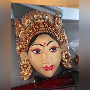 Decorative Wall Mask with Floral Accents